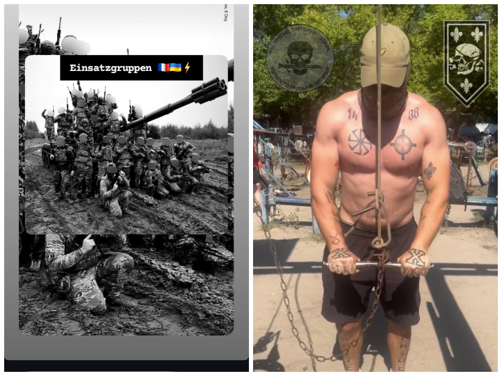 Le néonazi Gwendal D. a rejoint l'Ukraine dès 2022. Sur une photo qu'il a republié sur Instagram, il compare le groupe de volontaires aux « Einsatzgruppen », les unités nazies chargées de l’extermination des Juifs.